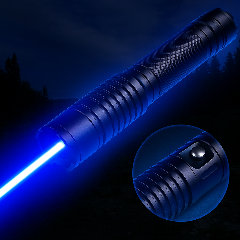 Lampe de Poche Laser Rechargeable – Torche en Aluminium à Longue Portée pour le Camping