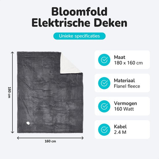 Couverture Électrique 180 x 160 cm – Couverture Chauffante pour la Maison