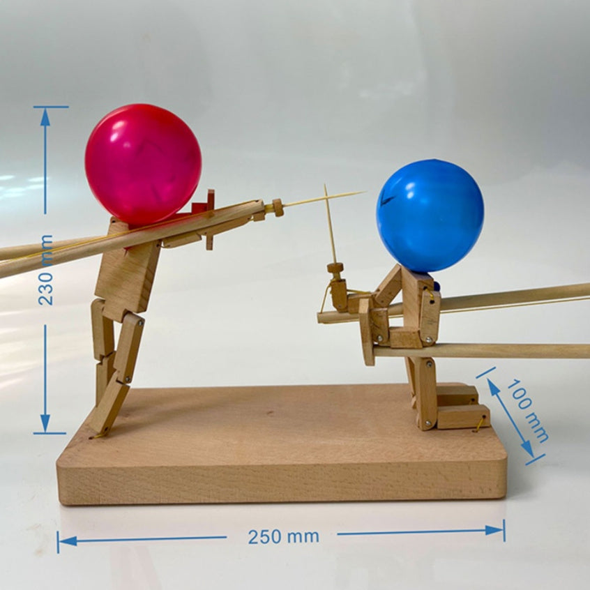 Marionnettes de Combats en Bois avec Têtes de Ballons Fait Main