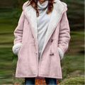 Manteau d'hiver pour femmes avec doublure en polaire – Veste rose chaude avec capuche