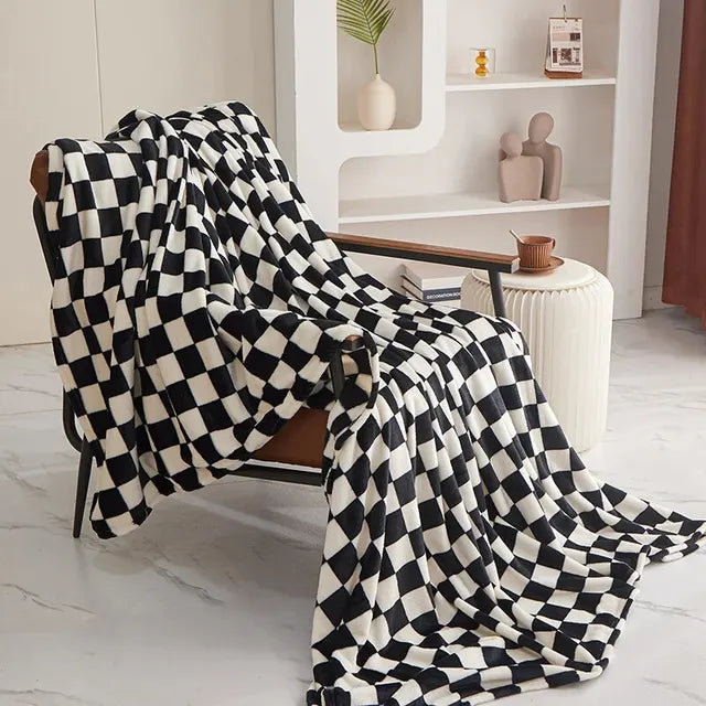Couverture à Carreaux – Plaid Doux avec Motif à Blocs pour Canapé et Lit