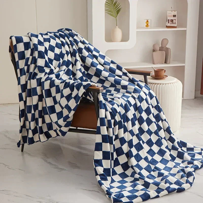 Couverture à Carreaux – Plaid Doux avec Motif à Blocs pour Canapé et Lit
