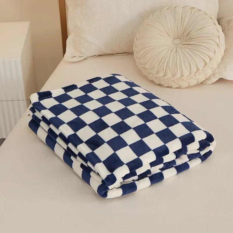 Couverture à Carreaux – Plaid Doux avec Motif à Blocs pour Canapé et Lit