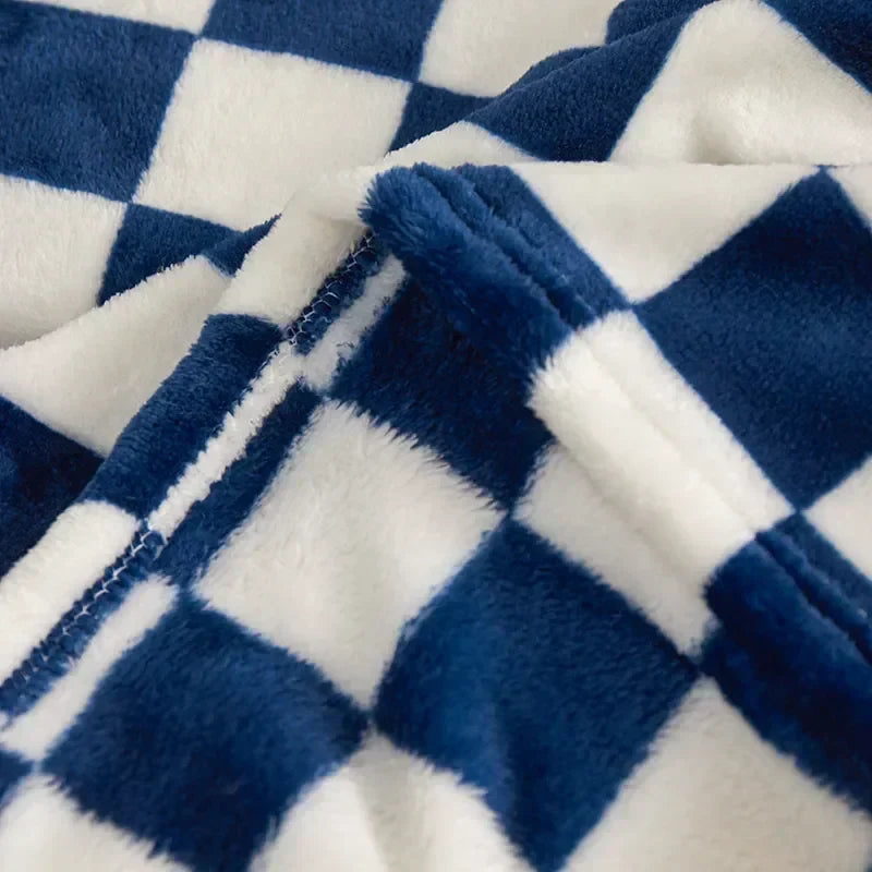 Couverture à Carreaux – Plaid Doux avec Motif à Blocs pour Canapé et Lit