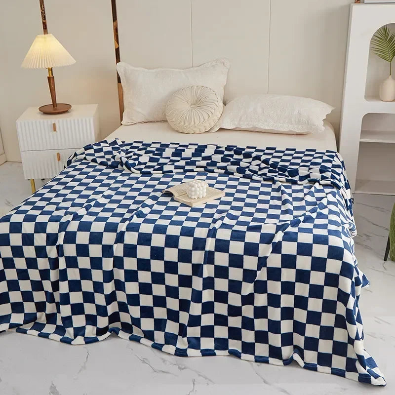 Couverture à Carreaux – Plaid Doux avec Motif à Blocs pour Canapé et Lit