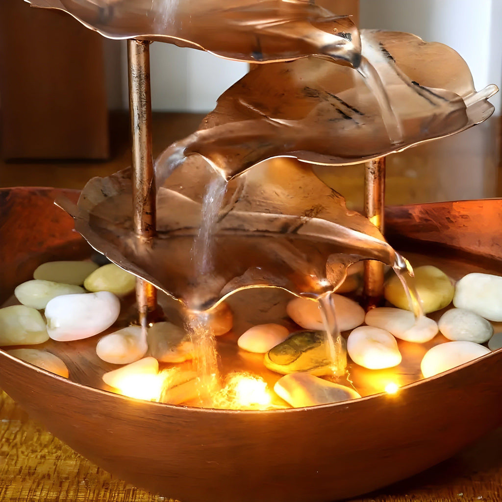 Fontaine d'eau de table LED vintage SereneFlow pour la maison et le bureau