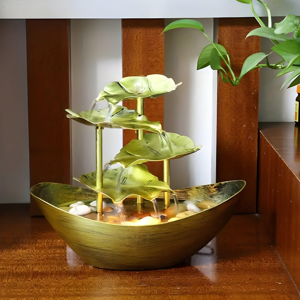 Fontaine d'eau de table LED vintage SereneFlow pour la maison et le bureau