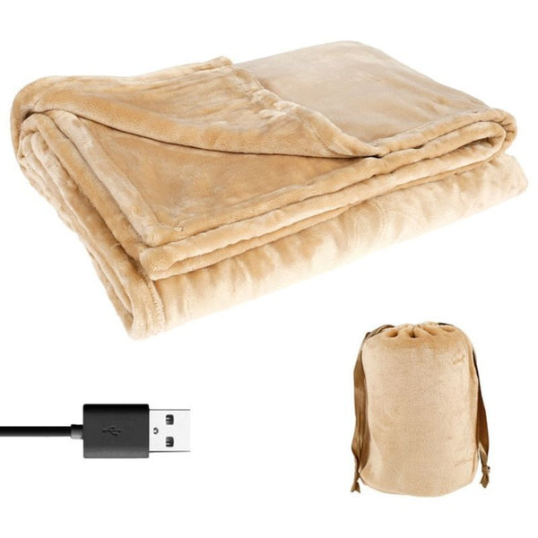 Couverture Électrique Sans Fil – Couverture en Flanelle Chauffante Rechargeable par USB