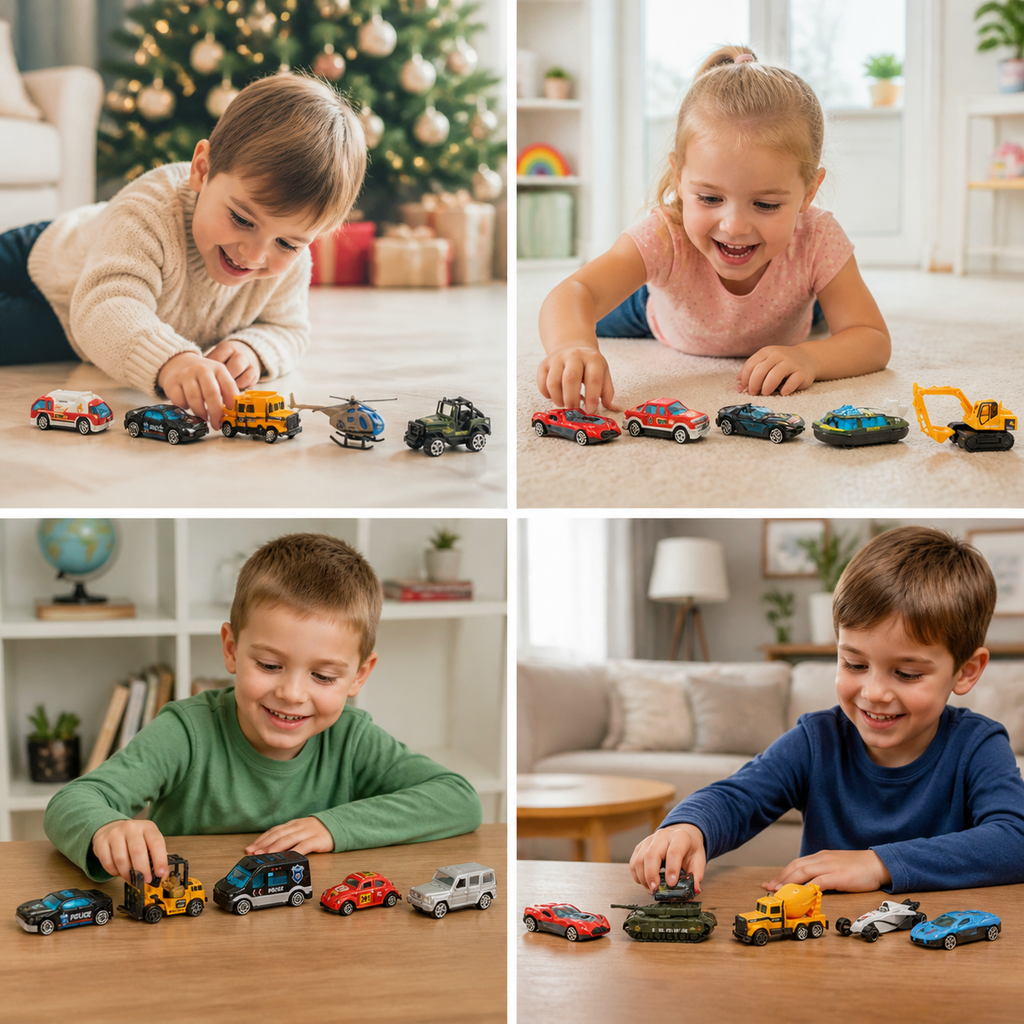 Calendrier de l'Avent de Voitures en Métal Die-Cast de Noël pour Enfants