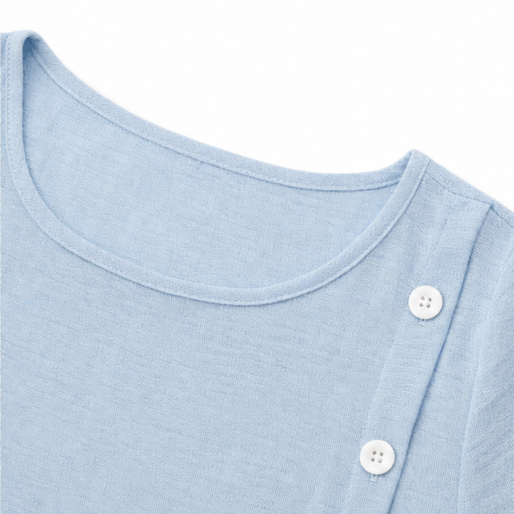Sumlor – Robe Midi à Boutons Asymétrique avec Poches pour l'Été