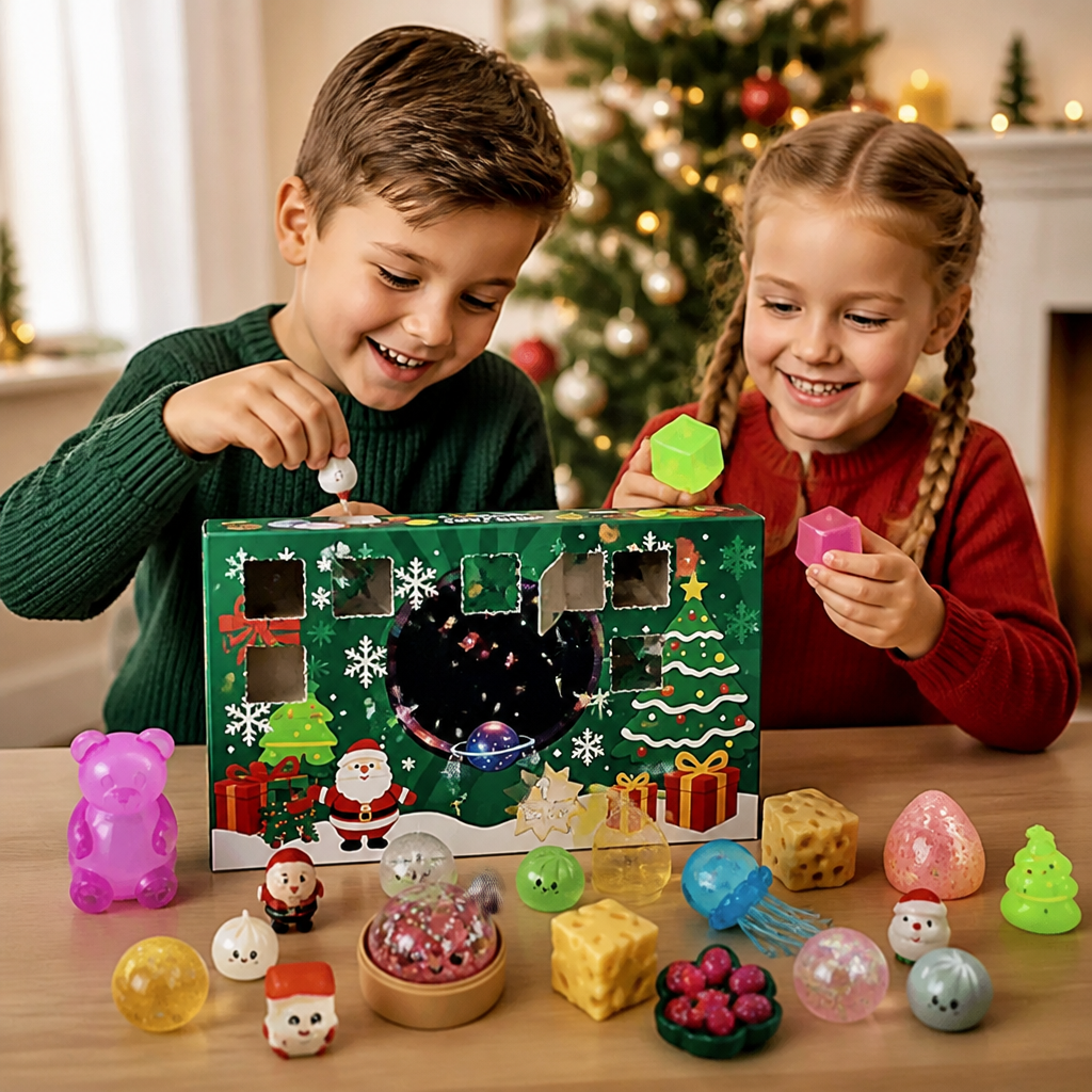 Calendrier de l'Avent Squishy de Noël pour Enfants – 24 Jours de Surprises