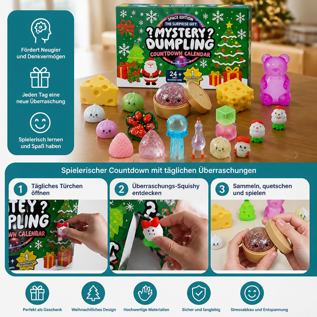 Calendrier de l'Avent Squishy de Noël pour Enfants – 24 Jours de Surprises