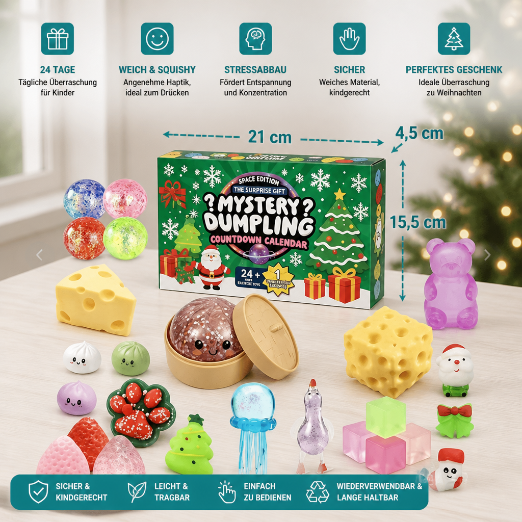 Calendrier de l'Avent Squishy de Noël pour Enfants – 24 Jours de Surprises