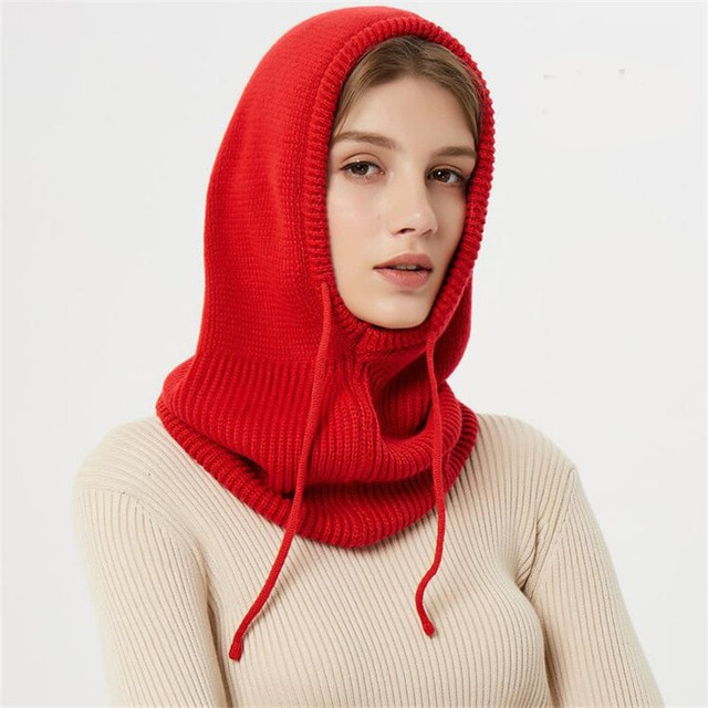 Bonnet D’Hiver En Cachemire Tricoté Pour Femme Avec Capuche Ajustable