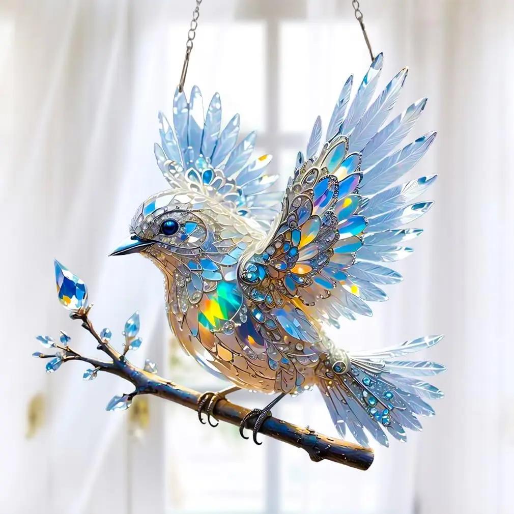 Ornement en Cristal Oiseau de Fenêtre – Décor Lumineux Réfléchissant pour la Maison