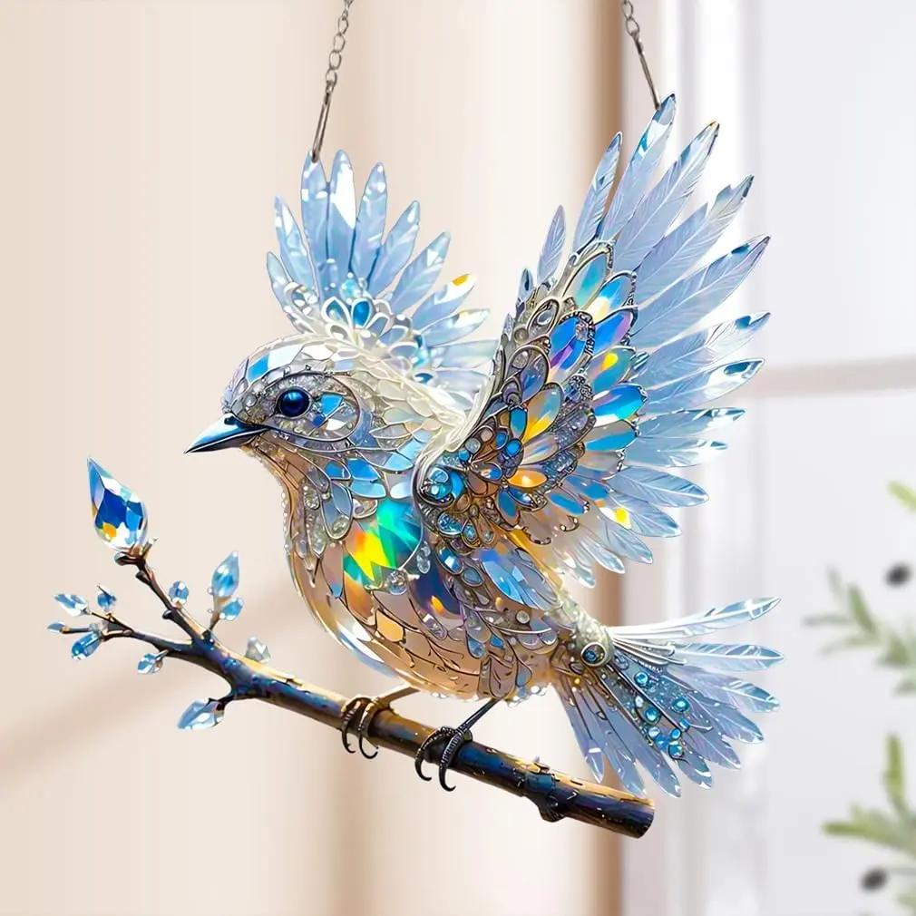 Ornement en Cristal Oiseau de Fenêtre – Décor Lumineux Réfléchissant pour la Maison