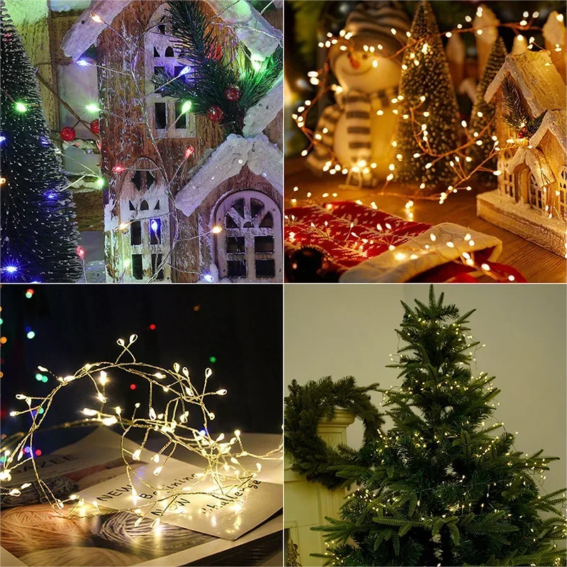 Guirlande LED de Noël avec Fil Argenté – Jusqu'à 1000 Lampes LED Multicolores, IP44 pour Intérieur & Extérieur