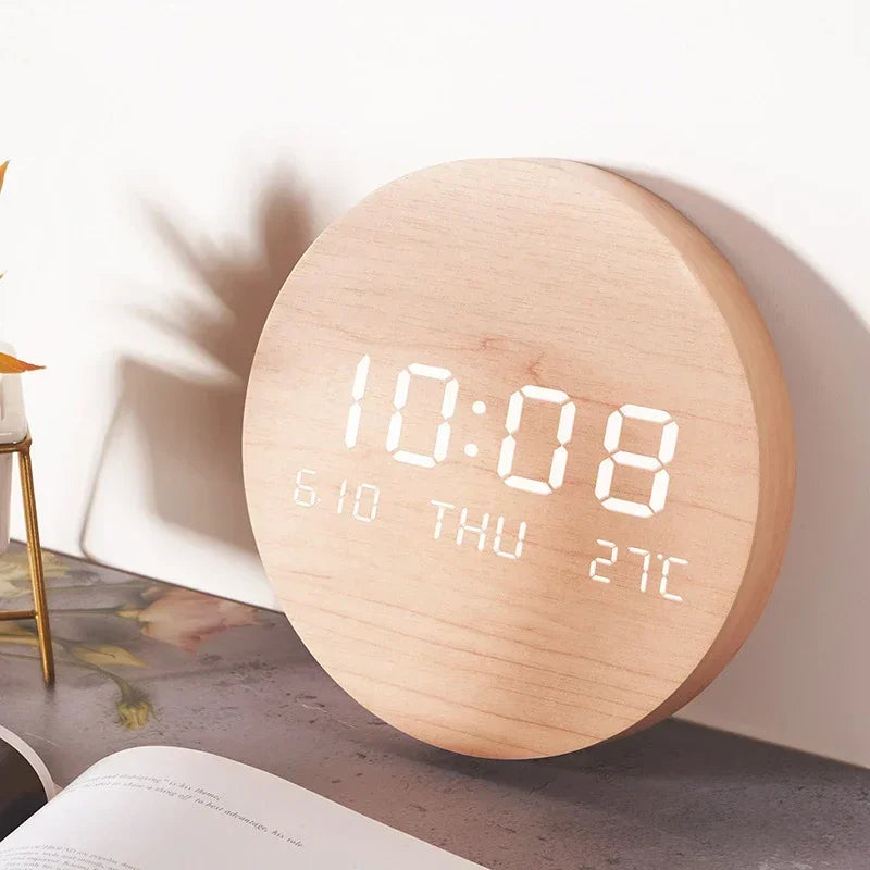 Horloge Murale Numérique LED Élégante avec Affichage de la Date et de la Température