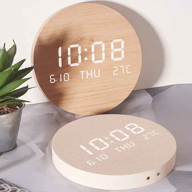 Horloge Murale Numérique LED Élégante avec Affichage de la Date et de la Température