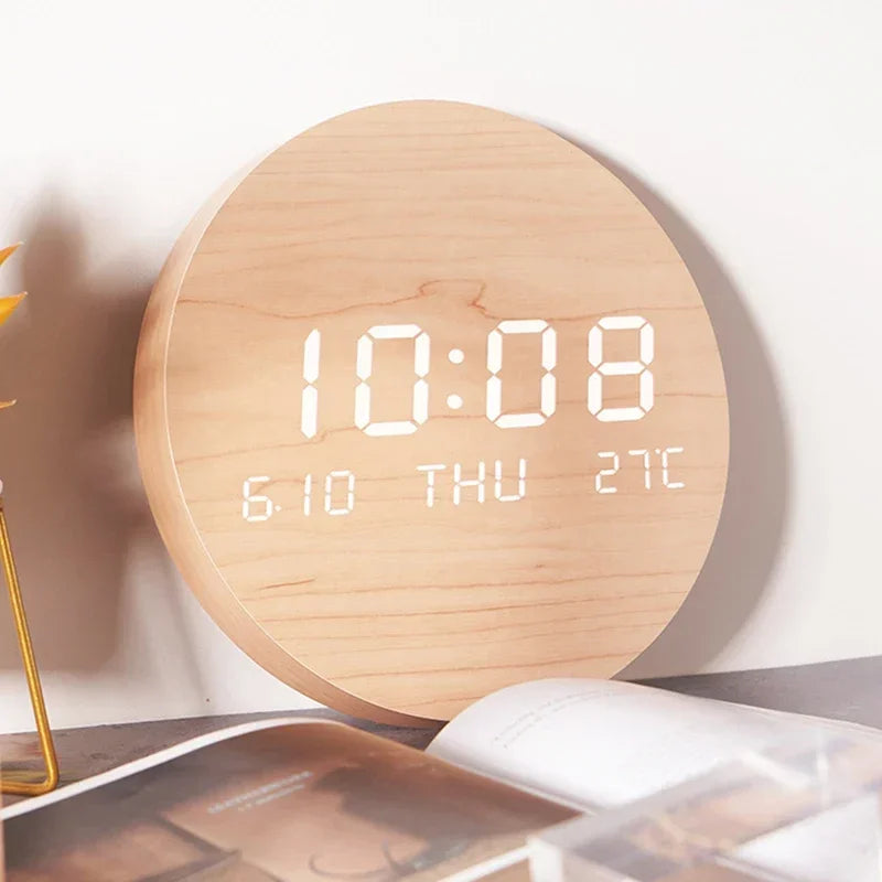 Horloge Murale Numérique LED Élégante avec Affichage de la Date et de la Température