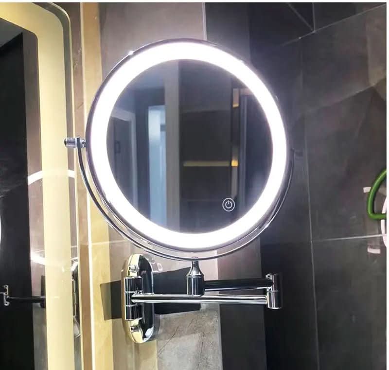 Miroir Agrandissant LED Rechargeable Dimmer Maquillage Salle de Bain Miroir Cosmétique Rond 20cm | Sansoti