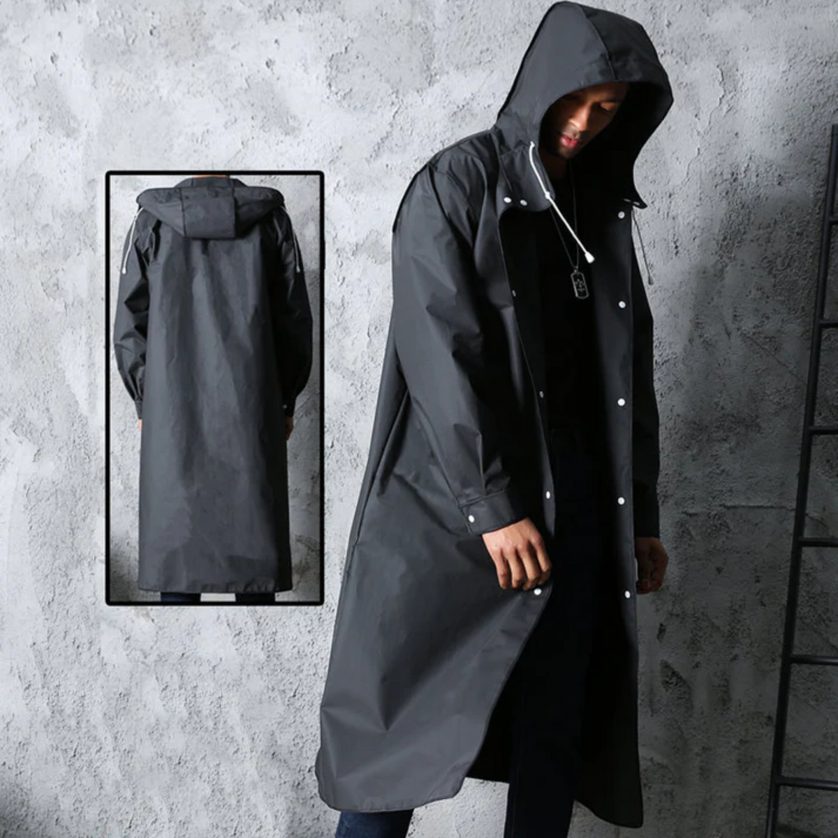 Manteau de Pluie Long et Imperméable pour Hommes avec Capuche – Titan Automnal