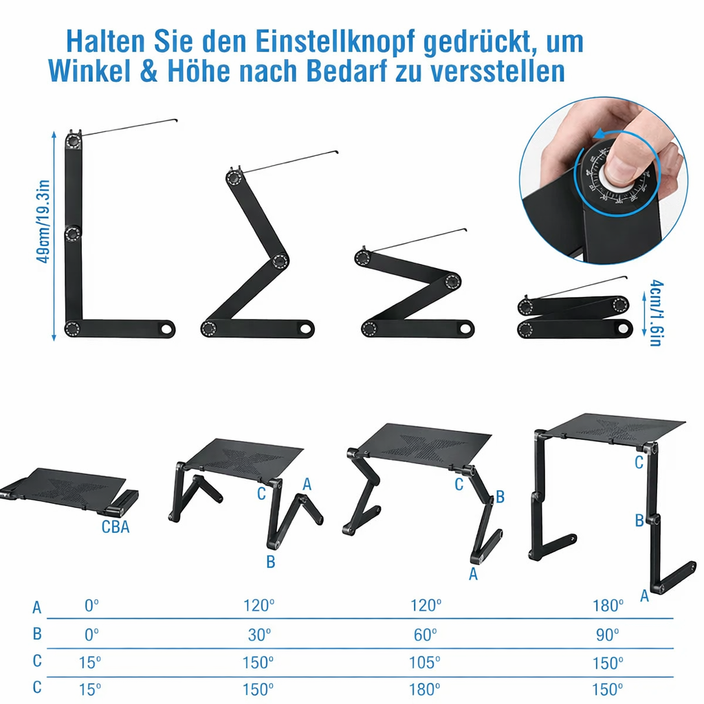 Support d'ordinateur portable réglable | Rotation à 360° | Favorise une posture saine