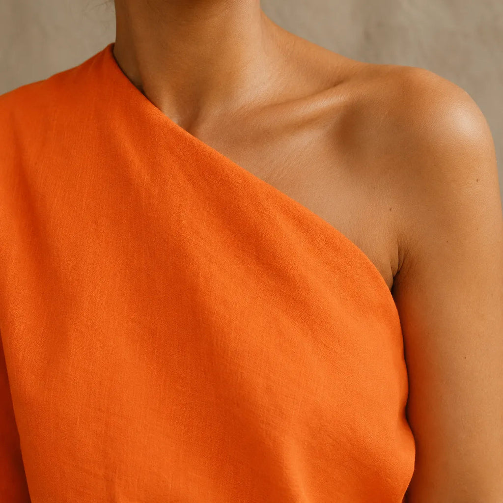 Solendra – Haut coordonné à une épaule et pantalon large fluide