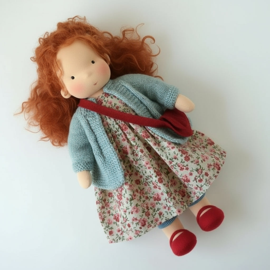 Elora – Poupée Waldorf en coton faite à la main pour un jeu créatif