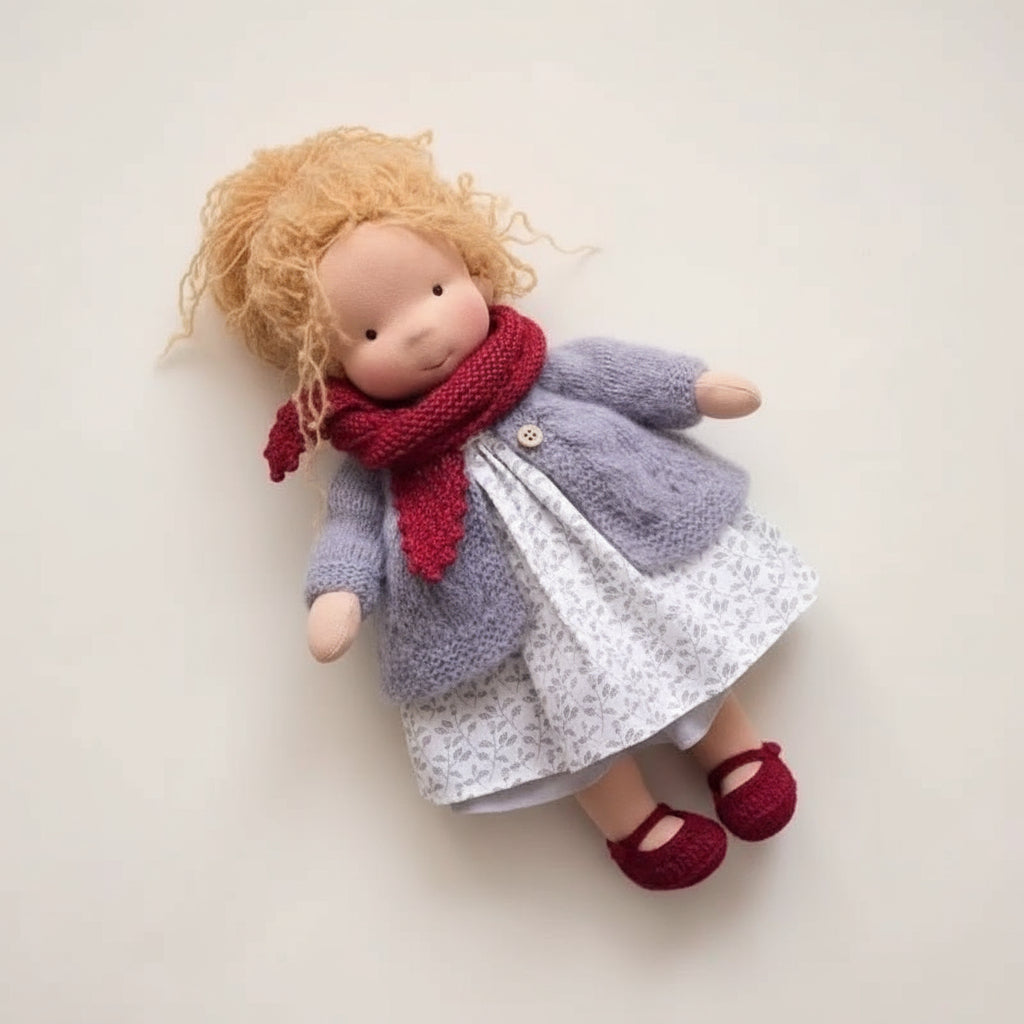 Elora – Poupée Waldorf en coton faite à la main pour un jeu créatif