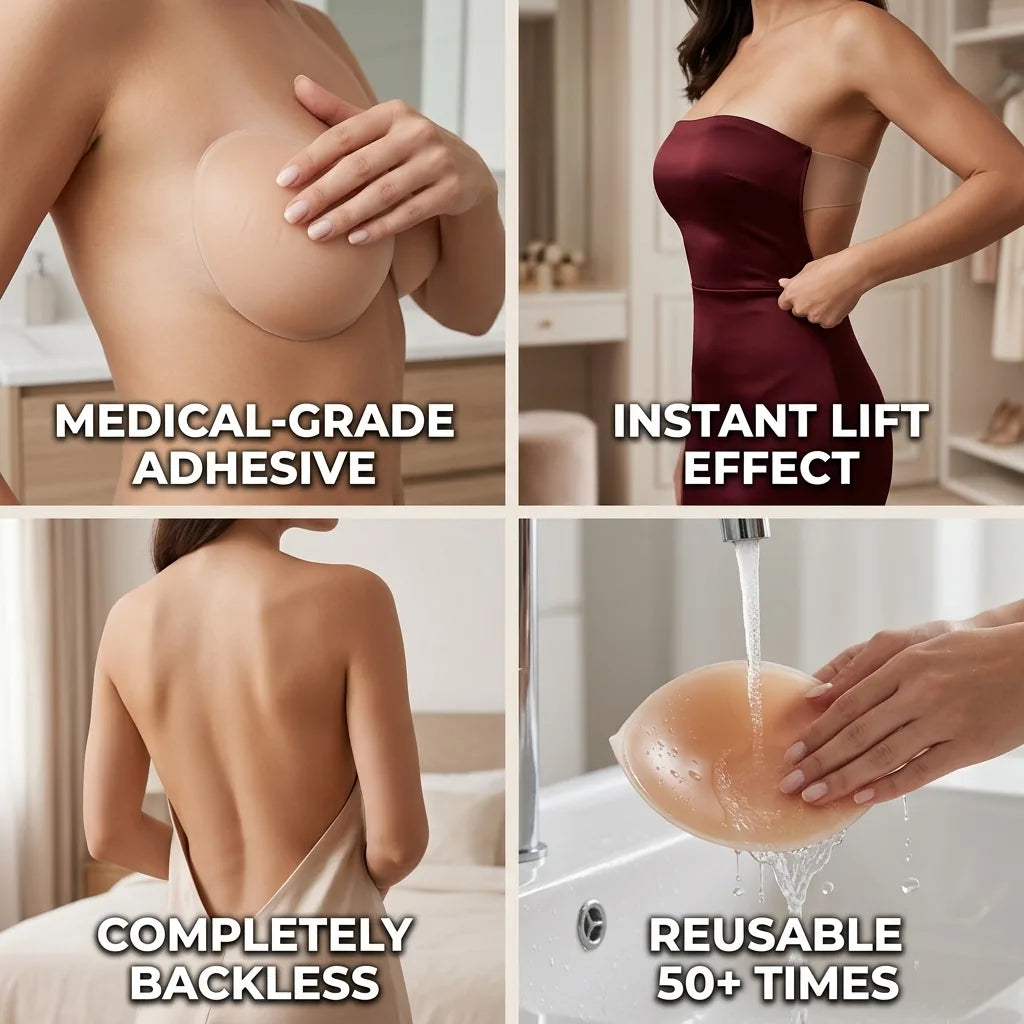 Soutien-gorge adhésif sans bretelles, lifting instantané en silicone médical