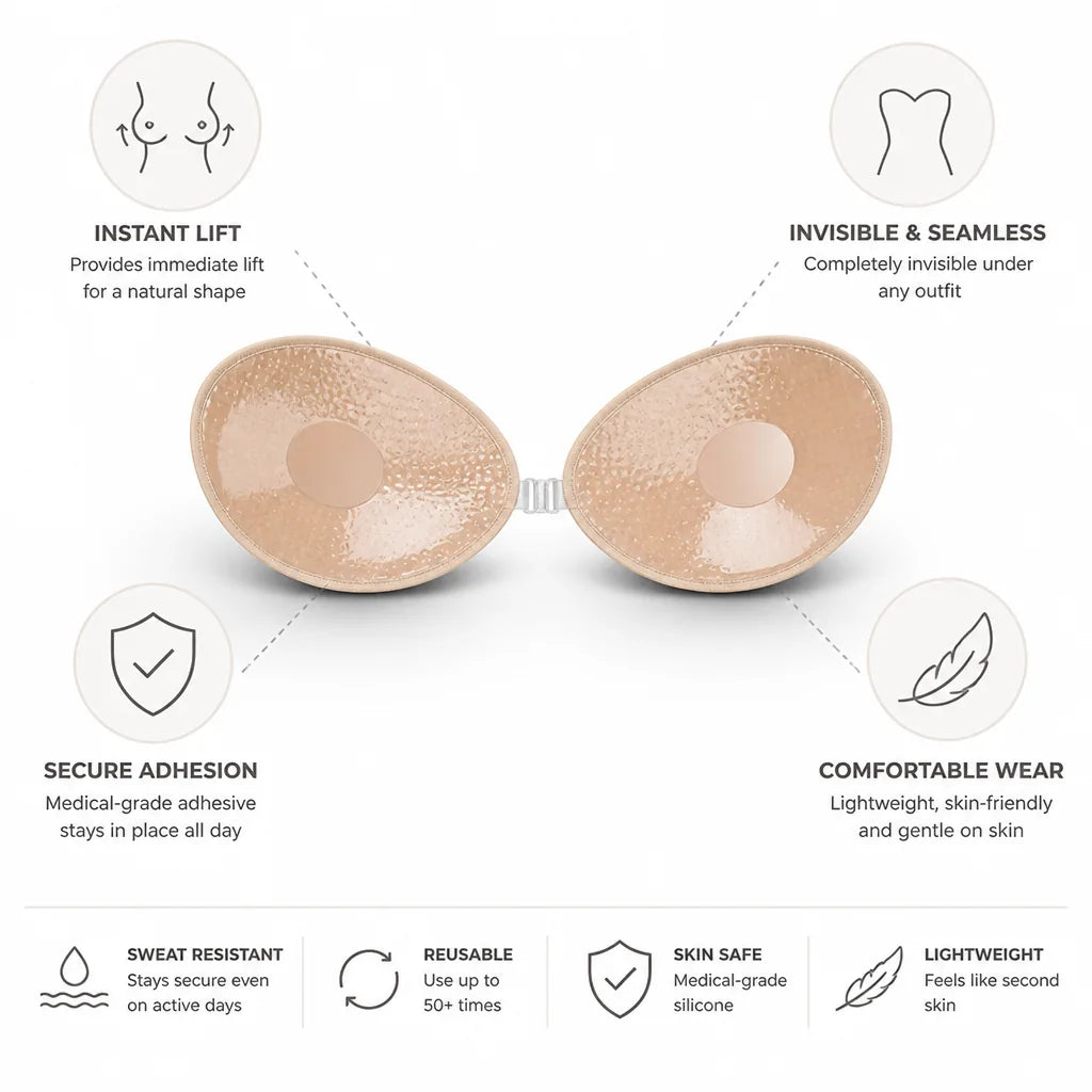 Soutien-gorge adhésif sans bretelles, lifting instantané en silicone médical
