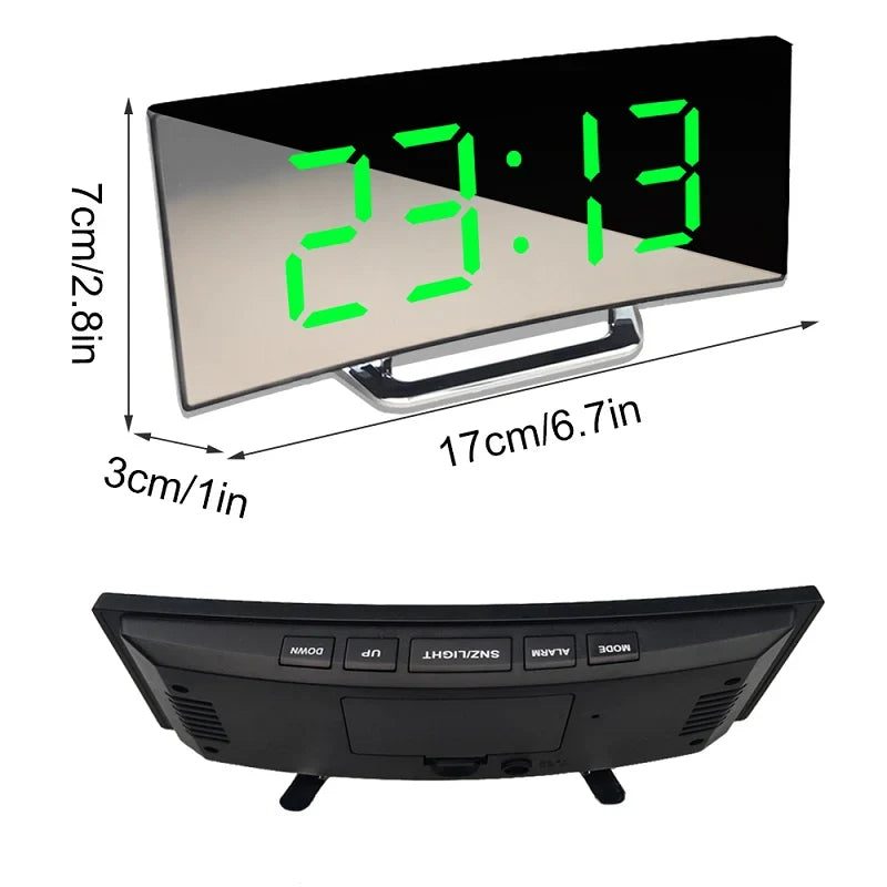 Réveil de Chevet LED Courbé avec Diminution Automatique
