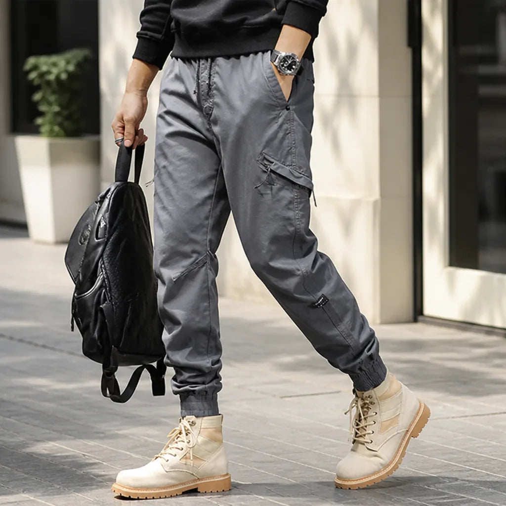 Pantalons Cargo à Poches Multiples Coupe Décontractée Mélange Coton