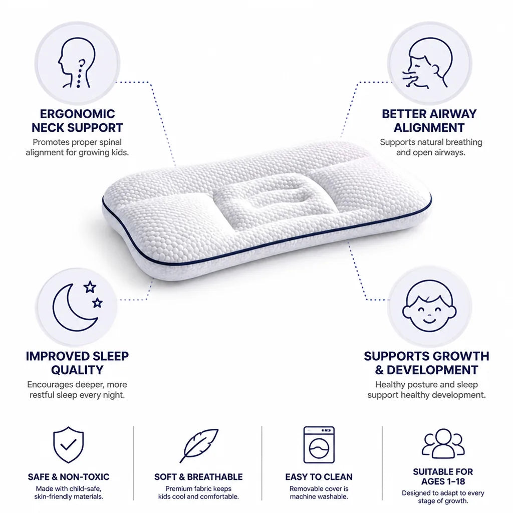 Coussin de posture pour enfants, soutien ergonomique du cou, de 1 à 18 ans