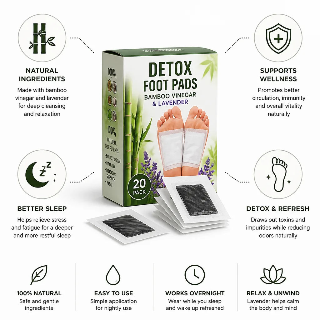 Patches Détoxifiants pour les Pieds Vinaigre de Bambou & Lavande 20 Pack