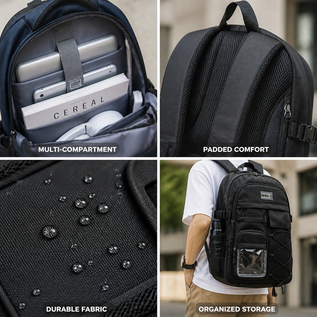 Sac à dos scolaire durable à plusieurs compartiments