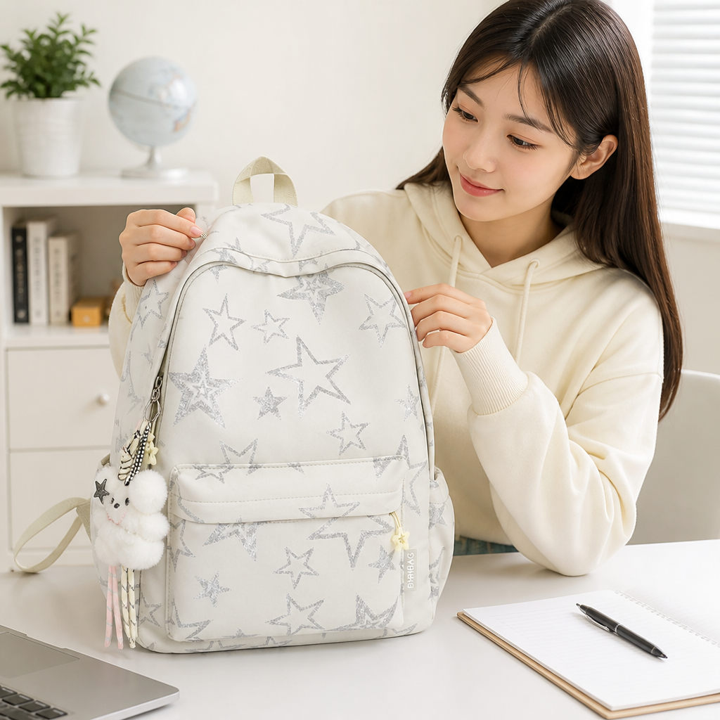 Sac à dos d'école durable à motif étoilé