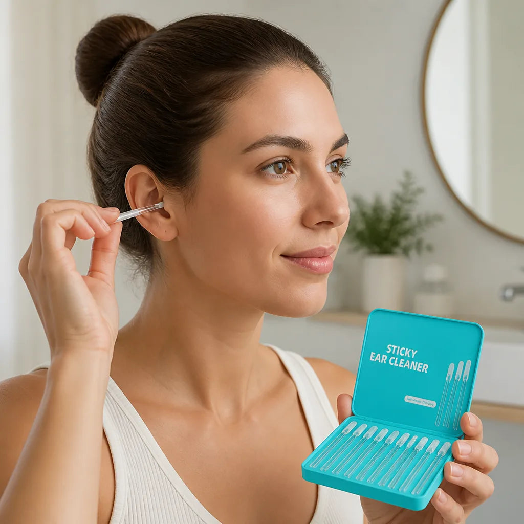 Bâtonnets de nettoyage des oreilles en silicone doux et collant avec étui de voyage réutilisable