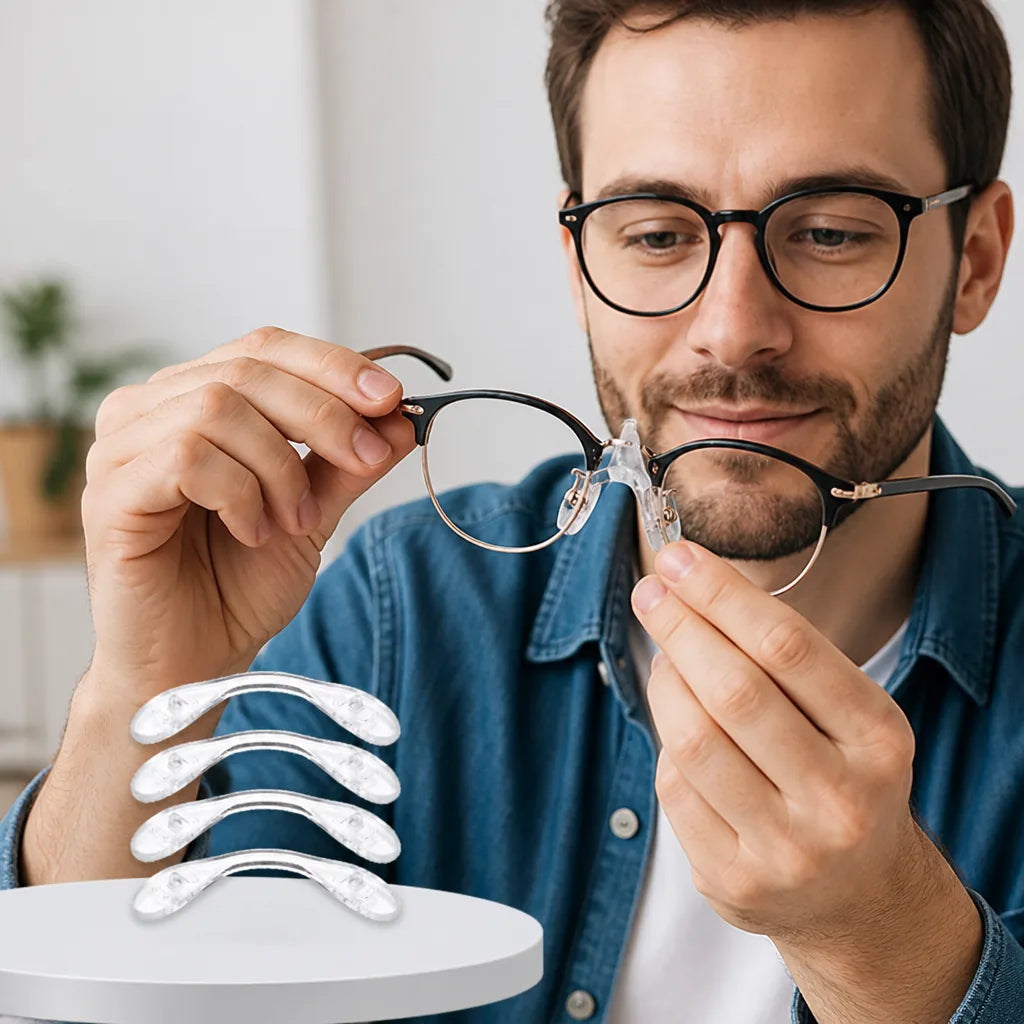 Coussins de nez pour lunettes en silicone transparent antidérapant, ensemble de 5