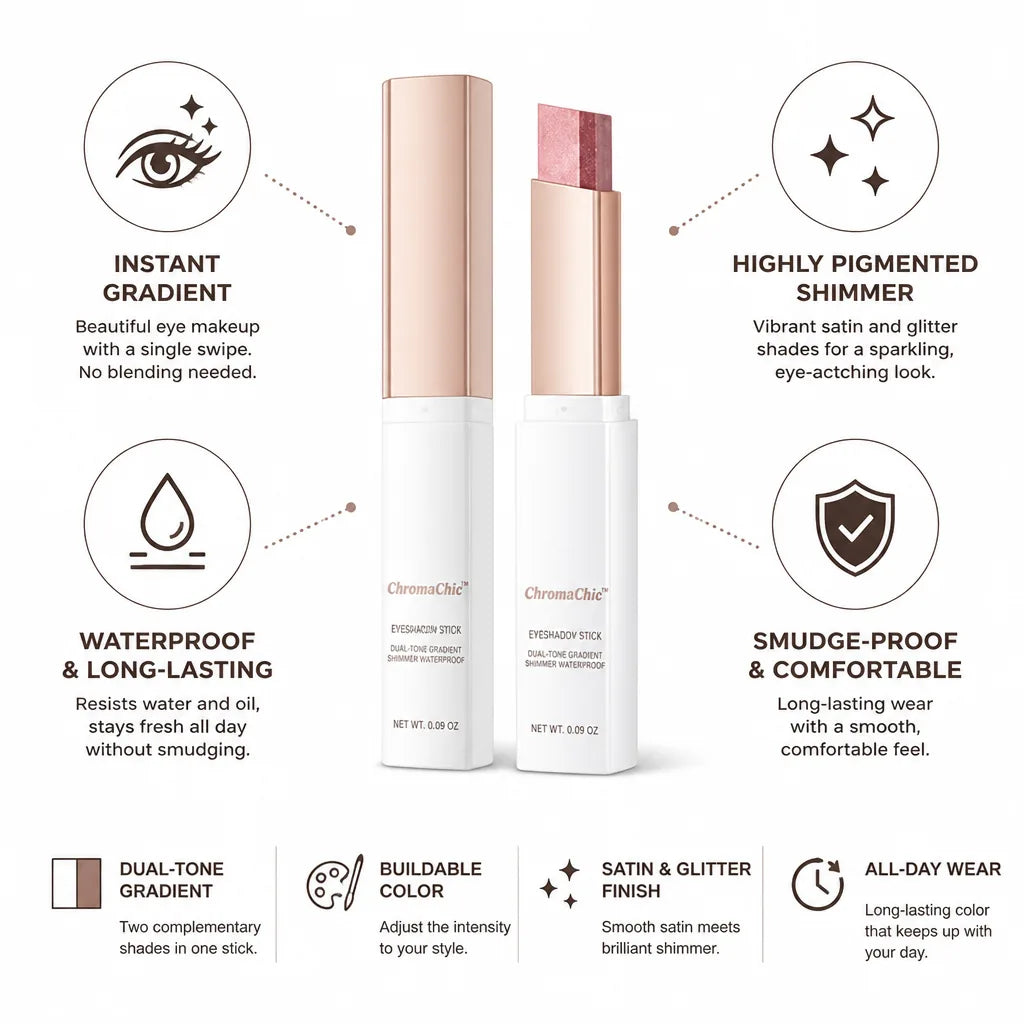 Crayon à Paupières Double Teinte Dégradé Pailleté Waterproof