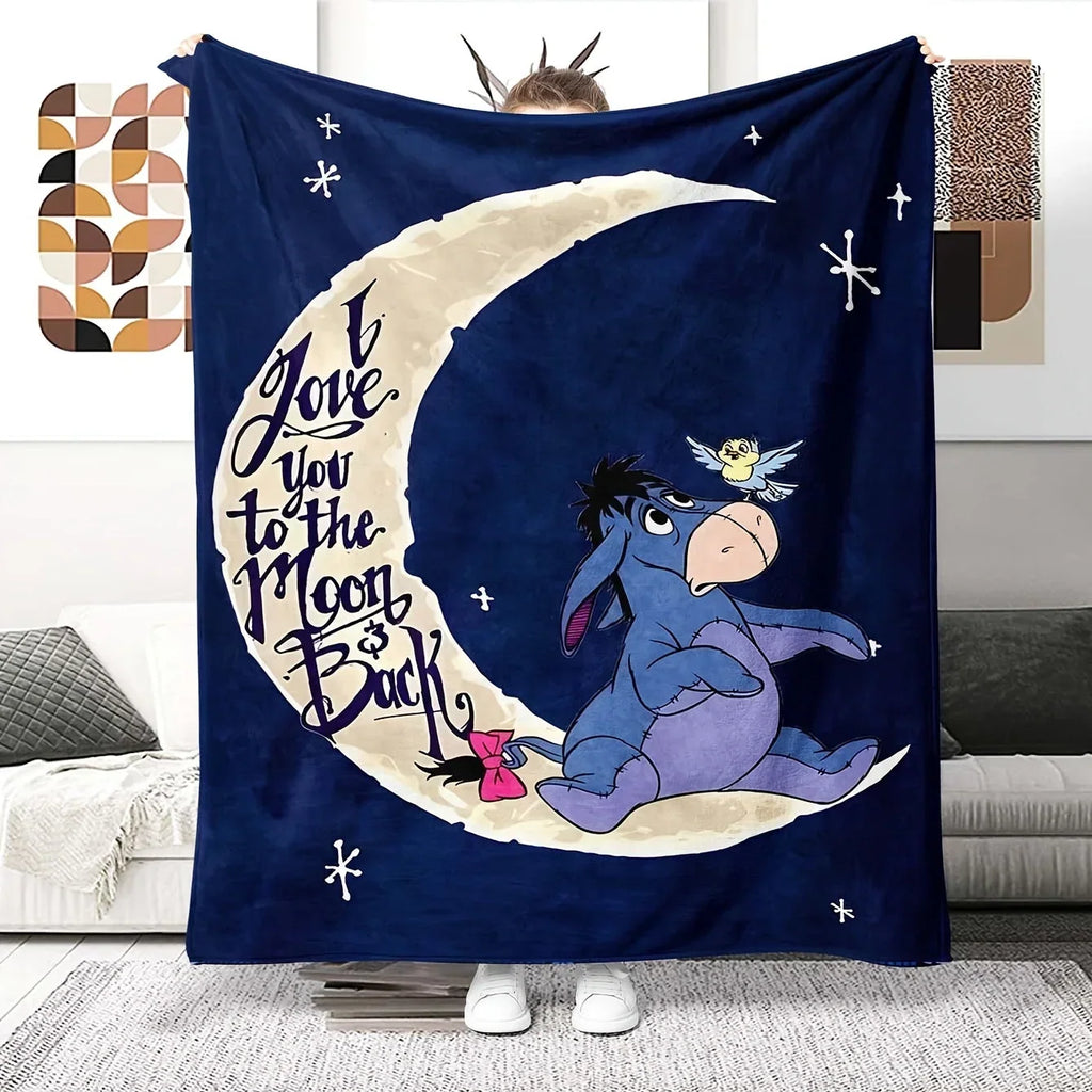 Disney Winnie l'Ourson Iejoor Couverture en Fleece – Douce Couverture à Câliner avec Imprimé de Lune et d'Étoiles