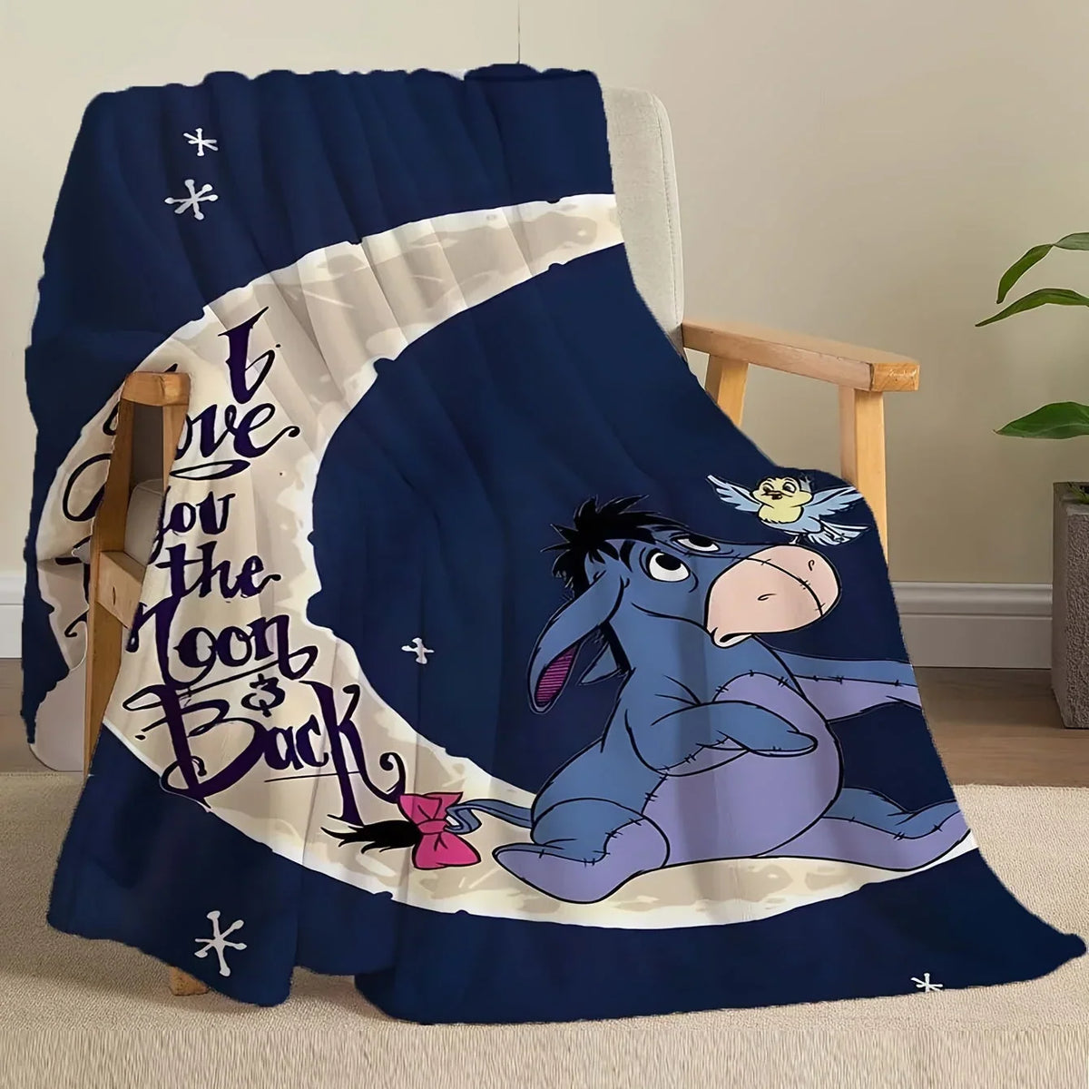Disney Winnie l'Ourson Iejoor Couverture en Fleece – Douce Couverture à Câliner avec Imprimé de Lune et d'Étoiles