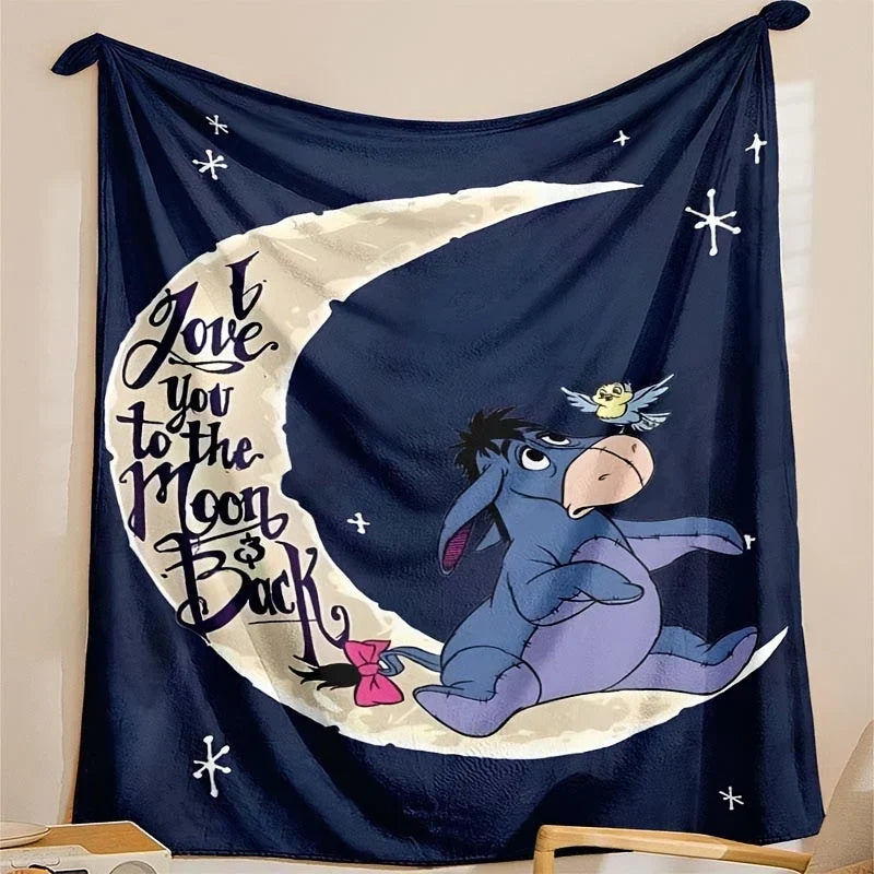Disney Winnie l'Ourson Iejoor Couverture en Fleece – Douce Couverture à Câliner avec Imprimé de Lune et d'Étoiles