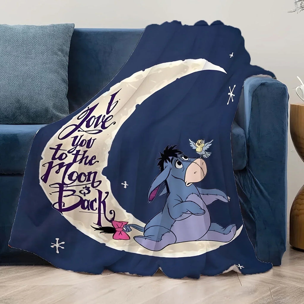 Disney Winnie l'Ourson Iejoor Couverture en Fleece – Douce Couverture à Câliner avec Imprimé de Lune et d'Étoiles