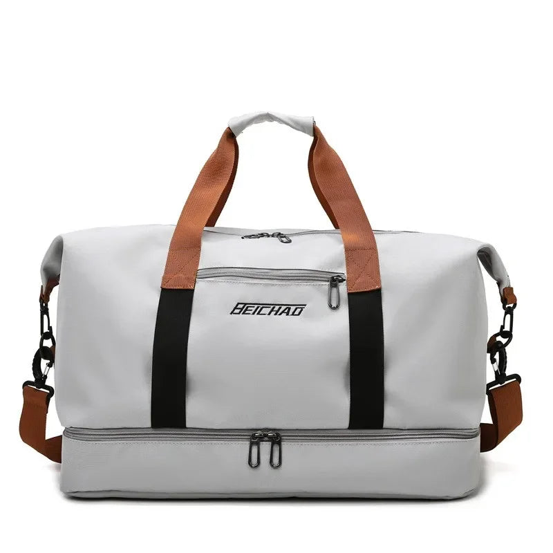 Sac de sport en cuir résistant à l'eau avec compartiment humide-sec et pour chaussures