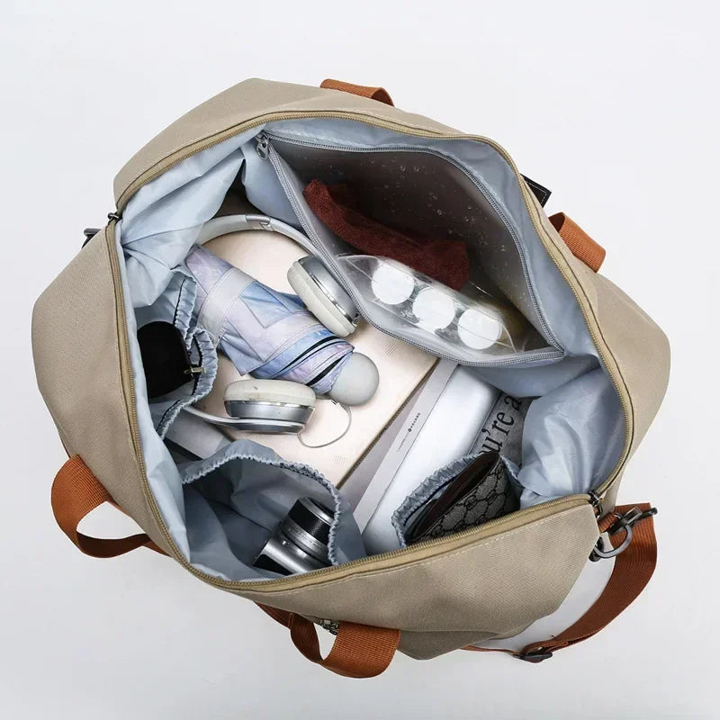 Sac de sport en cuir résistant à l'eau avec compartiment humide-sec et pour chaussures