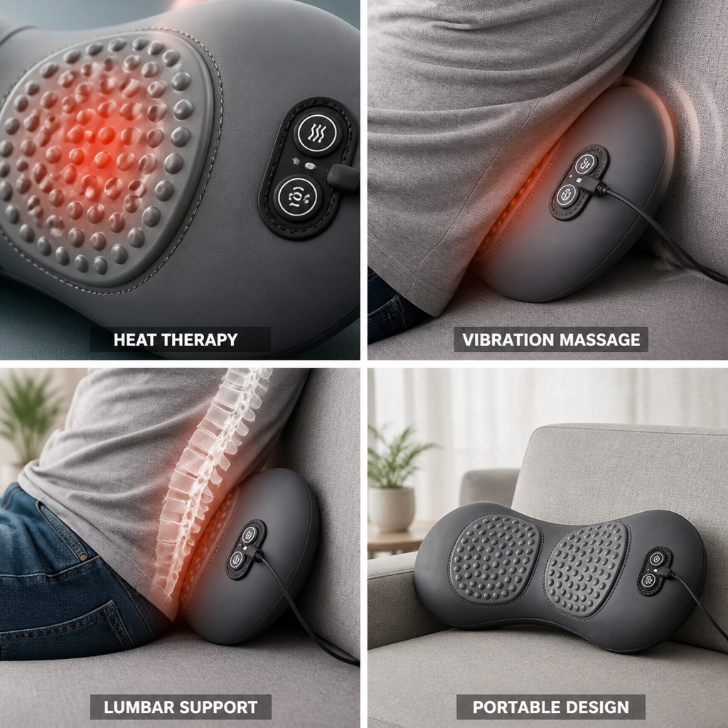 Massager Lombaire à Chaleur et Vibration (3-en-1)
