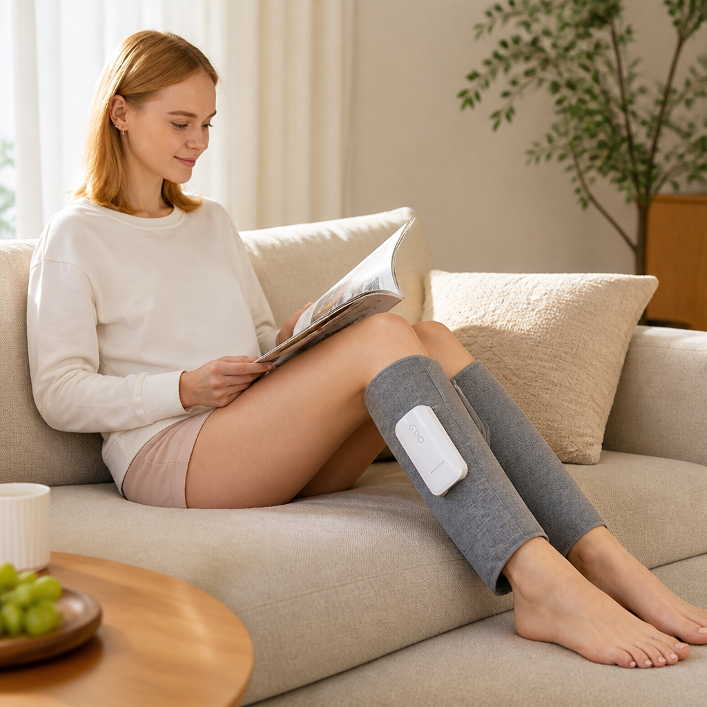 Massager de jambes chauffant alimenté par USB (Enveloppements ajustables et intensité)
