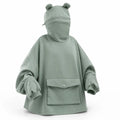 Hoodie Zip-Up à Capuche et Manches Style Grenouille en Coton Oversize